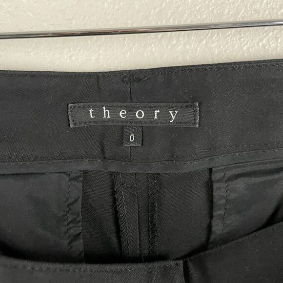 Theory Womens Size 0 Yanette C Stretch Canvas Black Career Dress Pants - Picture 3 of 5